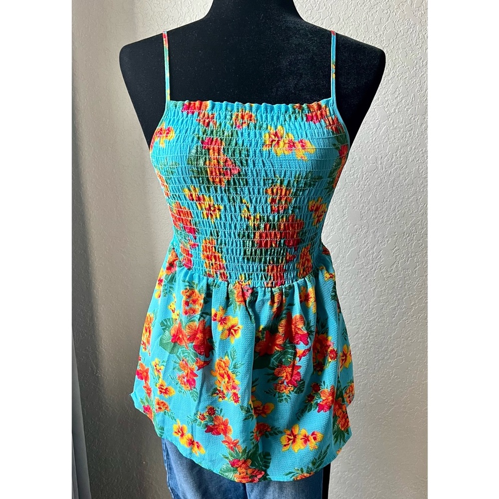Hawaiian print peplum tank